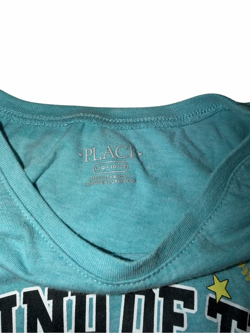 The Children’s Place Teal 'My Kind of Texts' Graphic Tee Size L (10-12). NWOT